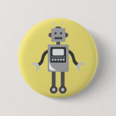 Niedlicher Cartoon-Roboter Button (Vorderseite)