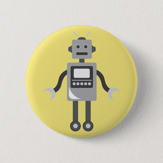 Niedlicher Cartoon-Roboter Button (Vorderseite)