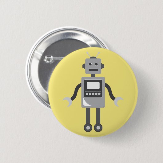 Niedlicher Cartoon-Roboter Button (Vorne & Hinten)