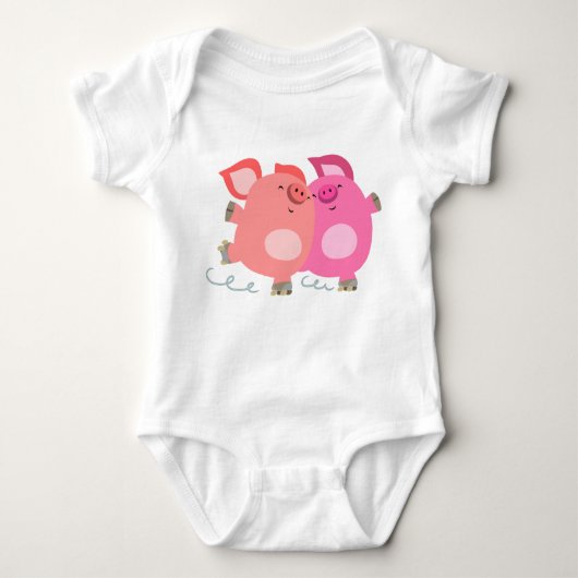 Niedlicher Cartoon Roller-Skaten Schweine Baby Bod Baby Strampler (Vorderseite)