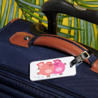 Niedlicher Cartoon Roller-Skaten-Schweine Gepäckma Gepäckanhänger