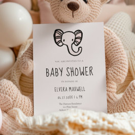 Niedlicher Cartoon Rosa Elefant Kinderdusche Einla Einladung