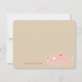Niedlicher Cartoon Rosa Elephant Liebe Girl Babydu Dankeskarte (Vorderseite)