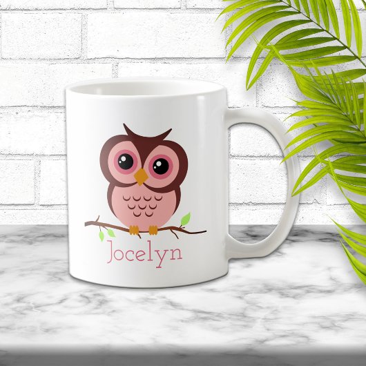 Niedlicher Cartoon Rosa Owl Kaffeetasse