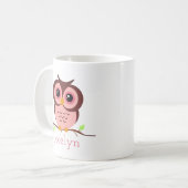 Niedlicher Cartoon Rosa Owl Kaffeetasse (Vorderseite Links)