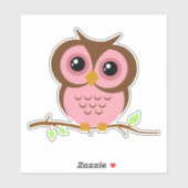 Niedlicher Cartoon Rosa Owl Vinyl Sticker (Blatt)