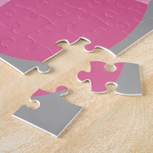Niedlicher Cartoon - Rosa und Grau Individuelle Na Puzzle (Seite)