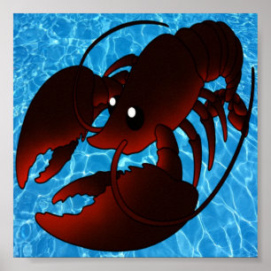 Niedlicher Cartoon Roter Hummer Poster