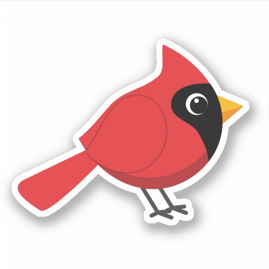 Niedlicher Cartoon Roter Kardinal mit Blume Aufkleber (Vorderseite)