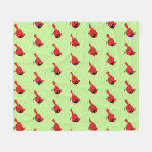 Niedlicher Cartoon Roter Kardinal mit Blume Fleecedecke (Vorderseite (Horizontal))