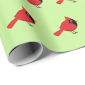 Niedlicher Cartoon Roter Kardinal mit Blume Geschenkpapier (Rolleneckpunkt)