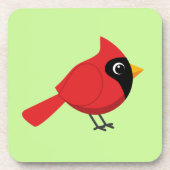 Niedlicher Cartoon Roter Kardinal mit Blume Getränkeuntersetzer (Vorderseite)