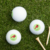 Niedlicher Cartoon Roter Kardinal mit Blume Golfball (Insitu Gras)