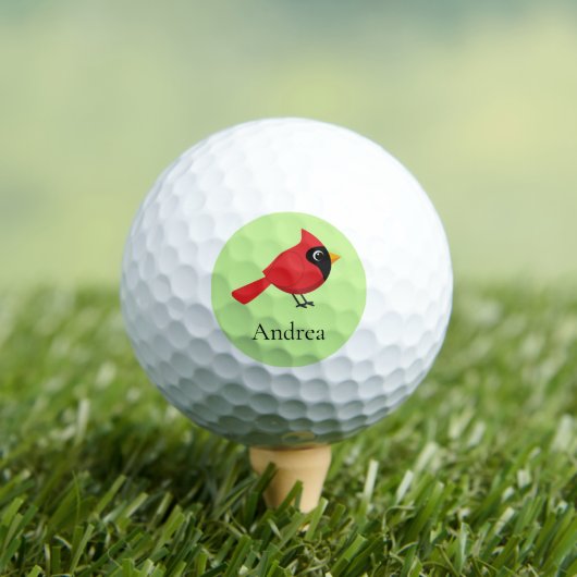 Niedlicher Cartoon Roter Kardinal mit Blume Golfball (Insitu T-Shirt)