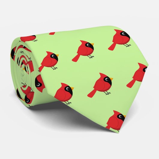 Niedlicher Cartoon Roter Kardinal mit Blume Krawatte (Gerollt)