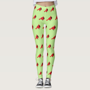 Niedlicher Cartoon Roter Kardinal mit Blume Leggings