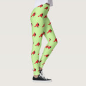 Niedlicher Cartoon Roter Kardinal mit Blume Leggings (Rechts)