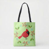 Niedlicher Cartoon Roter Kardinal mit Blume Tasche (Vorderseite)
