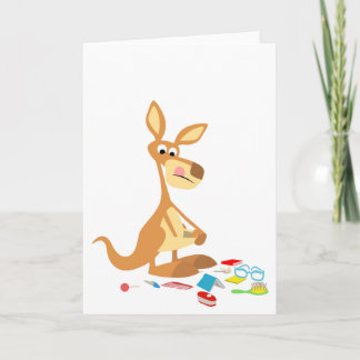 Niedlicher Cartoon Rummaging Kangaroo Grußkarte Karte