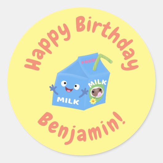 Niedlicher Cartoon Runder Aufkleber (Vorderseite)