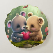 Niedlicher Cartoon Rundes Kissen (Rückseite)