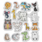 Niedlicher Cartoon - Sammlung von Tierfreunden Aufkleber (Vorderseite)