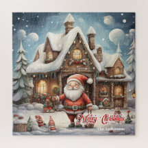 Niedlicher Cartoon Santa Claus in der Werkstatt