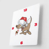 **NIEDLICHER CARTOON SANTA DOG** KLOCK QUADRATISCHE WANDUHR (Winkel)