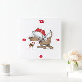 **NIEDLICHER CARTOON SANTA DOG** KLOCK QUADRATISCHE WANDUHR (Zuhause)