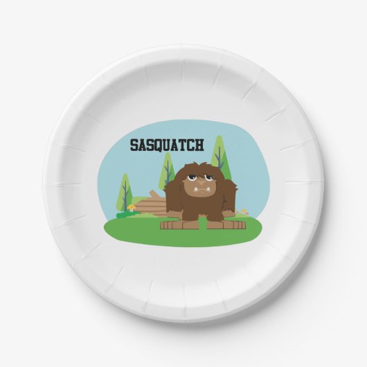 Niedlicher Cartoon Sasquatch Pappteller (Vorderseite)
