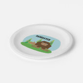 Niedlicher Cartoon Sasquatch Pappteller (Schrägansicht)