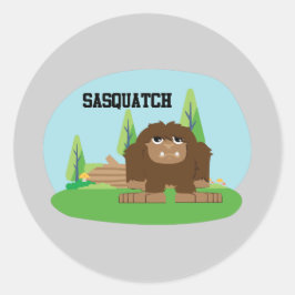 Niedlicher Cartoon Sasquatch Runder Aufkleber