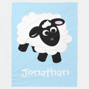 Niedlicher Cartoon Schafblau Name Fleece Blankon