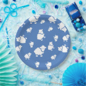 Niedlicher Cartoon Schafe auf blauem Hintergrund Pappteller (Party)