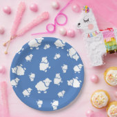 Niedlicher Cartoon Schafe auf blauem Hintergrund Pappteller (Party)