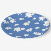 Niedlicher Cartoon Schafe auf blauem Hintergrund Pappteller (Schrägansicht)