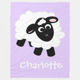Niedlicher Cartoon Schafe Lila Name Fleece Blankon