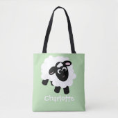 Niedlicher Cartoon Schafe Name Green Tote Bag Tasche (Vorderseite)
