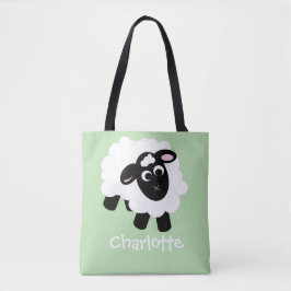 Niedlicher Cartoon Schafe Name Green Tote Bag Tasche