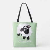 Niedlicher Cartoon Schafe Name Green Tote Bag Tasche (Rückseite)