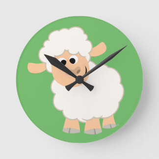Niedlicher Cartoon Schafe Runde Wanduhr