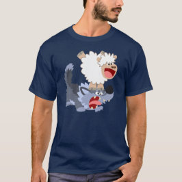 Niedlicher Cartoon Schafe spielen mit Wolf T - Shi T-Shirt