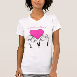 Niedlicher Cartoon Schafe und rosa Herz T-Shirt