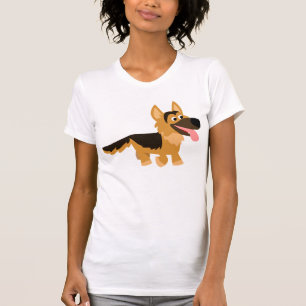 Niedlicher Cartoon-Schäferhund-Hundefrauen-T - T-Shirt