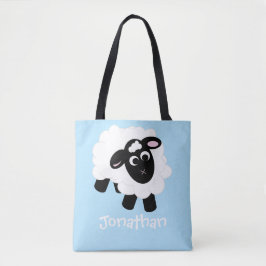 Niedlicher Cartoon Schafname Blue Totbeutel Tasche
