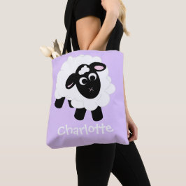 Niedlicher Cartoon Schafname Lila Totbeutel Tasche
