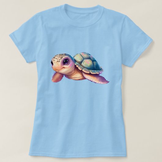 Niedlicher Cartoon Schildkröte mit farbiger Musche T-Shirt (Design vorne)
