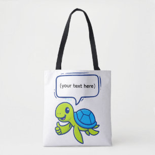 Niedlicher Cartoon Schildkröte mit Sprechblase Tasche