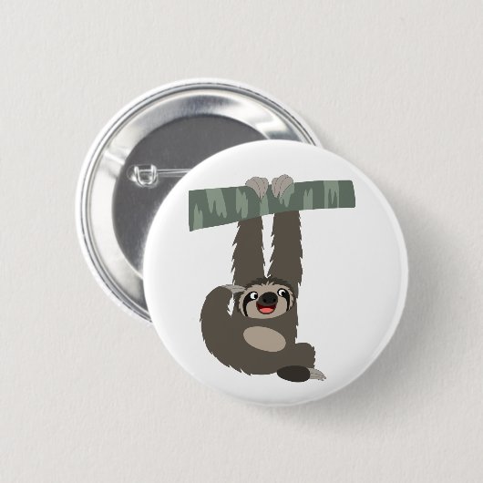 Niedlicher Cartoon-Schlamm, der von einer Zweigste Button (Vorne & Hinten)