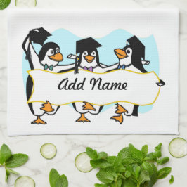 Niedlicher Cartoon Schließe Pinguine mit Banner Küchentuch